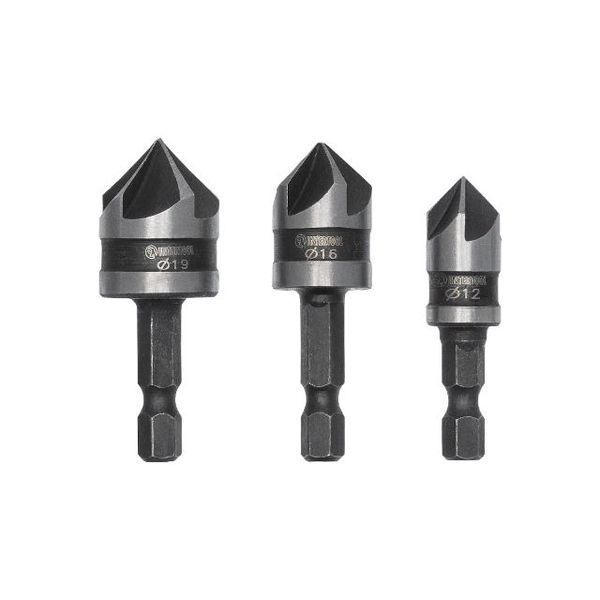 Набір зенкерів 12, 16, 19 мм, 3 од. INTERTOOL SD-5005 4619 фото