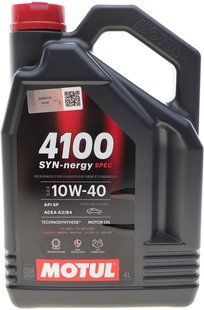 Олива моторна (мастило) MOTUL 4100 SYN-nergy SPEC SAE 10W40 4л 387707 23547 фото