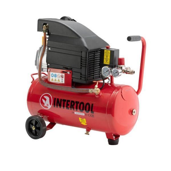 Компресор, 24 л, 1,5 кВт, 220 В, 8 атм, 206 л/хв INTERTOOL PT-0010 8390 фото