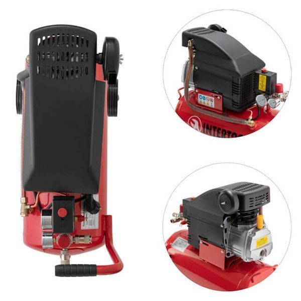 Компресор, 24 л, 1,5 кВт, 220 В, 8 атм, 206 л/хв INTERTOOL PT-0010 8390 фото