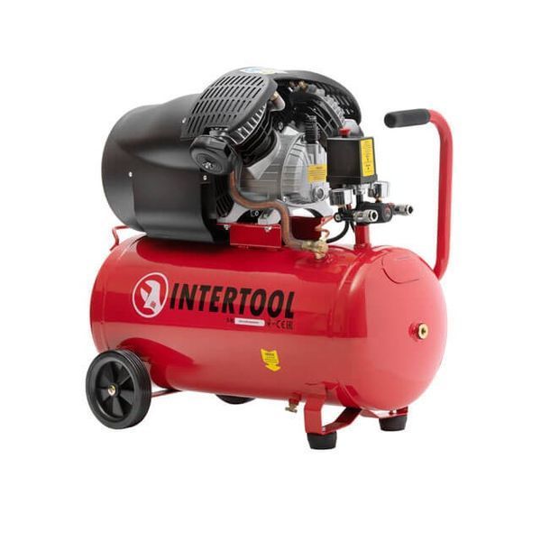 Компресор, 50 л, 2,23 кВт, 220 В, 10 атм, 354 л/хв, 2 циліндри INTERTOOL PT-0004 8378 фото