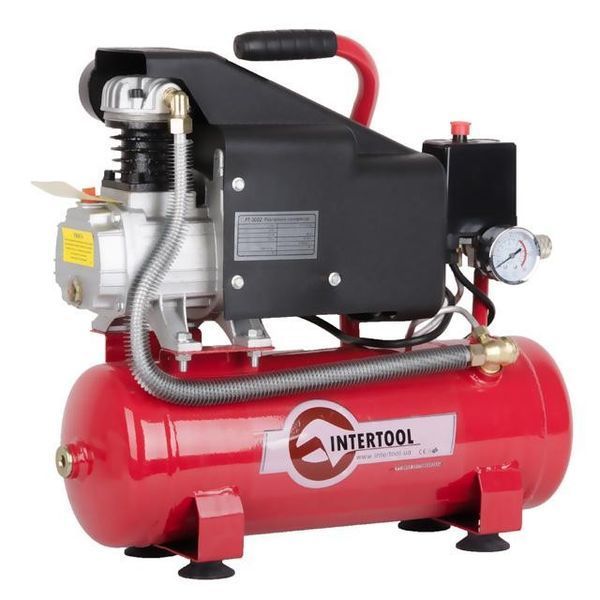 Компресор, 9 л, 0,75 кВт, 220 В, 8 атм, 160 л/хв INTERTOOL PT-0002 8376 фото