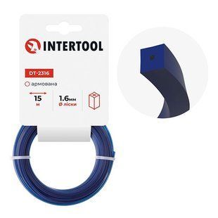 Косильна струна (ЛІСКА) для тримера "квадрат" армована, 1.6 мм x 15 м INTERTOOL DT-2316 9217 фото