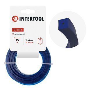 Косильна струна (ЛІСКА) для тримера "квадрат" армована, 2.4 мм x 15 м INTERTOOL DT-2318 9219 фото